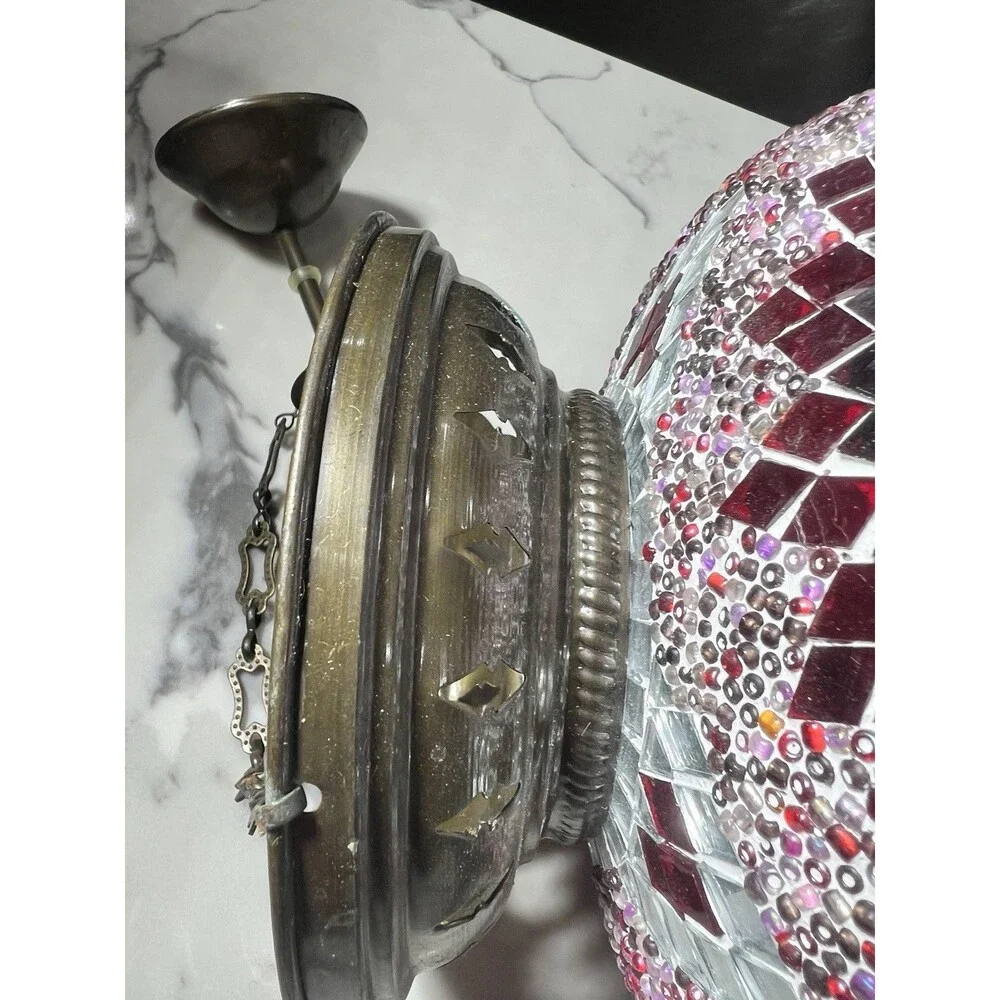 Turkish Mosaic Glass Hanging lamp from Istanbul Grand Bazaar hanging gold